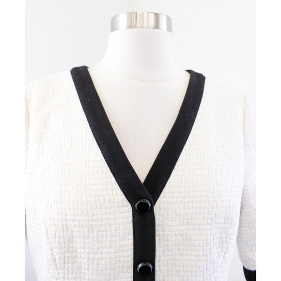 Gal Meets Glam Whitney Ivory Textured Boucle Tweed Fit and Flare Dress SIze 8 - Picture 9 of 11